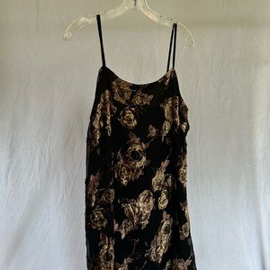Gentle fawn black floral slip dress size large NWT